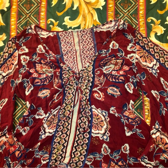 70s Style Floral XL Bell-Sleeves Gypsy/Witchy/Boho/Hippie Long Sleeve Blouse - Picture 4 of 16